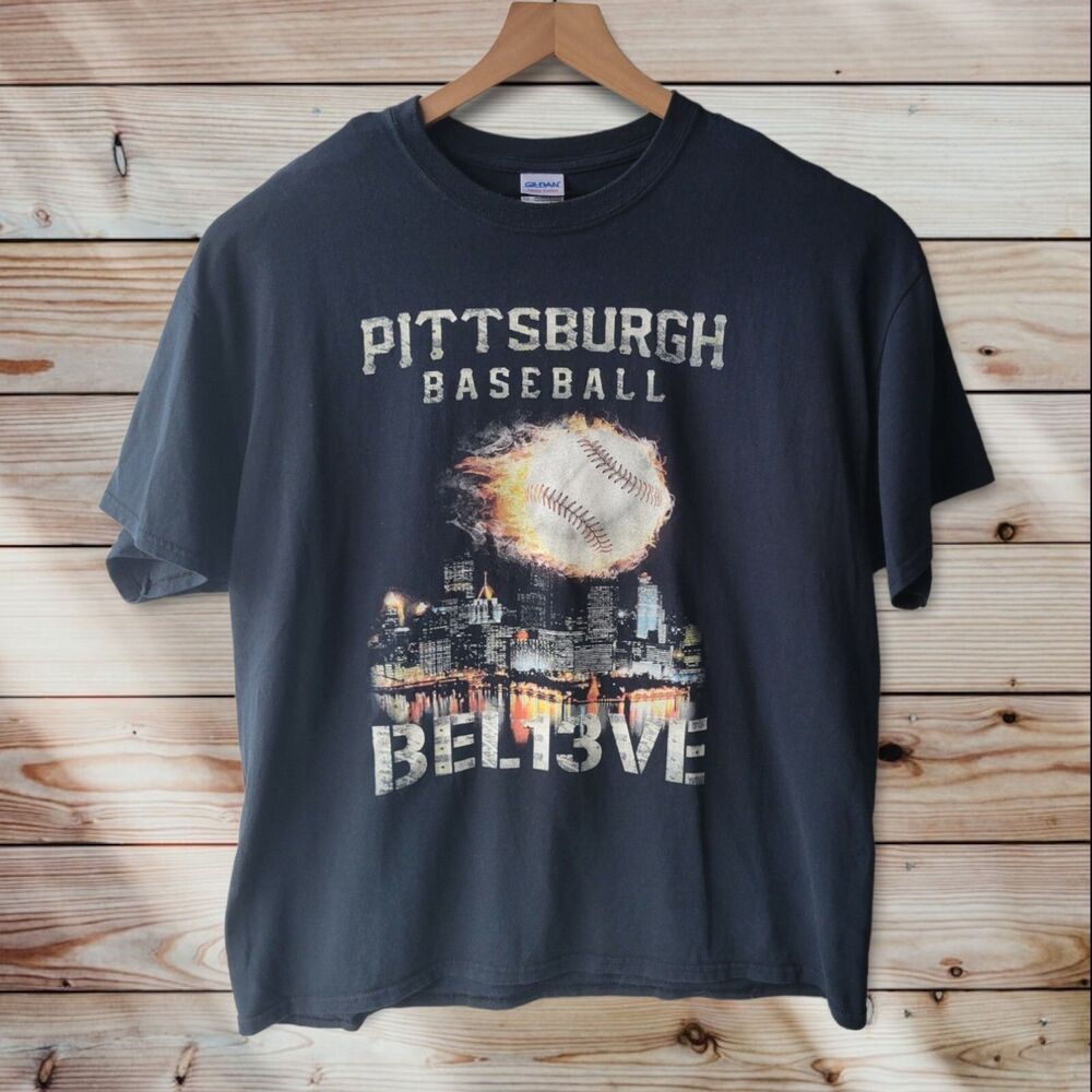 Pittsburgh Pirates Shirt Mens XL Black Baseball City BEL13VE Believe Graphic Tee